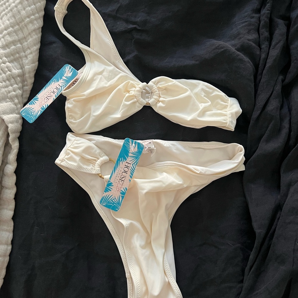 House of CB Cream Ring-Detail Bikini Set